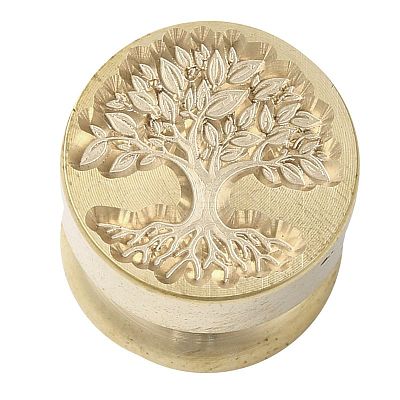 Golden Tone Round Wax Seal Brass Stamp Heads AJEW-M040-01G-P-1