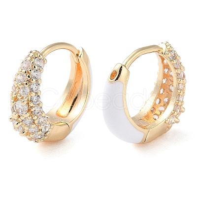 Brass Micro Pave Clear Cubic Zirconia Hoop Earrings for Women LS-EJEW-S234-07G-02-1