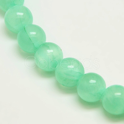 Dyed Natural Green Jade Beads Strands X-JBS053-6MM-27-1