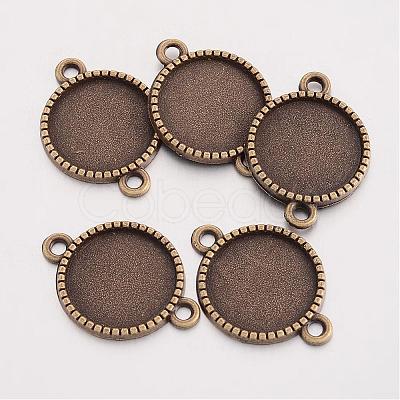 Tibetan Style Alloy Flat Round Cabochon Connector Settings TIBE-Q038-001C-AB-NR-1