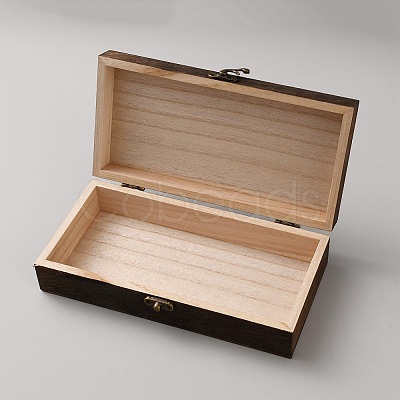 Wooden Packing Boxes with Hinged Lid and Clasps OBOX-WH0001-13-1