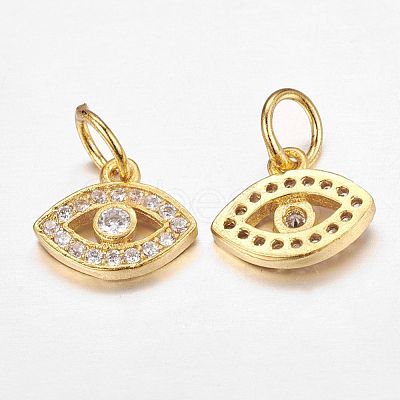 CZ Brass Micro Pave Cubic Zirconia Evil Eye Charms X-ZIRC-L018-10G-1