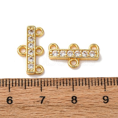 Rack Plating Brass Micro Pave Clear Cubic Zirconia Rectangle Chandelier Component Links KKB-L215-037G-1