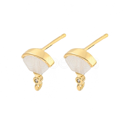 Brass Micro Pave Cubic Zirconia Stud Earrings Finding KK-P263-18KCG-1
