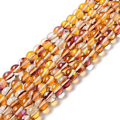 Electroplated Synthetic Moonstone Beads Strands G-F143-A03-M-1