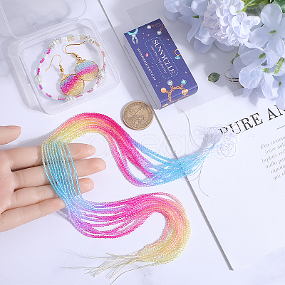 12 Strands Transparent Gradient Color Glass Beads Strands GLAA-SC0002-01-1