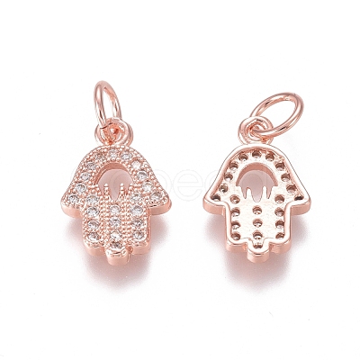 Brass Micro Pave Clear Cubic Zirconia Charms ZIRC-I036-08RG-1