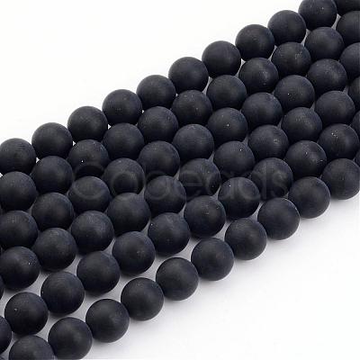 Dyed & Heated Natural Black Agate Bead Strands G-H056-4mm-1