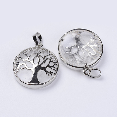 Natural Quartz Crystal Pendants G-P350-D15-1