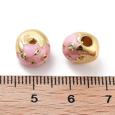 Donut Rack Plating Brass Enamel Beads KK-G512-03G-02-1