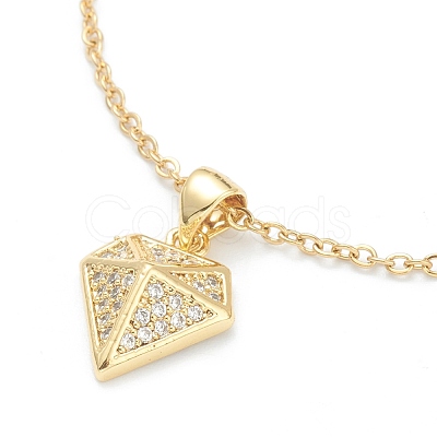 Brass Micro Pave Clear Cubic Zirconia Pendant Necklaces NJEW-F281-04-1