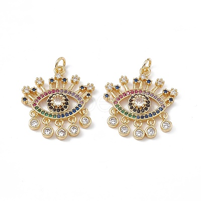 Brass Colorful Cubic Zirconia Pendants KK-E068-VA209-2-1
