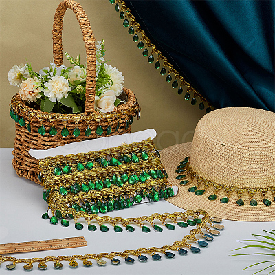 Polyester Lace Ribbon with Plastic Charms Tassel DIY-WH0656-11A-1