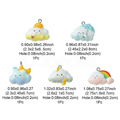 5Pcs 5 Colors Opaque Resin Pendants RESI-FS0001-67B-1