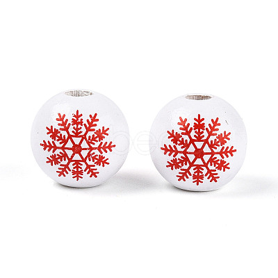 Christmas Spray Painted Schima Wood Beads WOOD-T032-35J-1