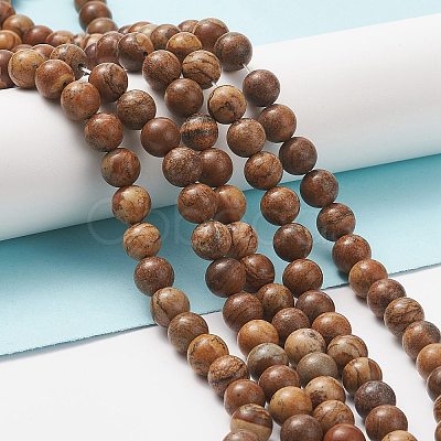 Natural Picture Jasper Round Bead Strands LS-G-G-P070-55-8mm-1