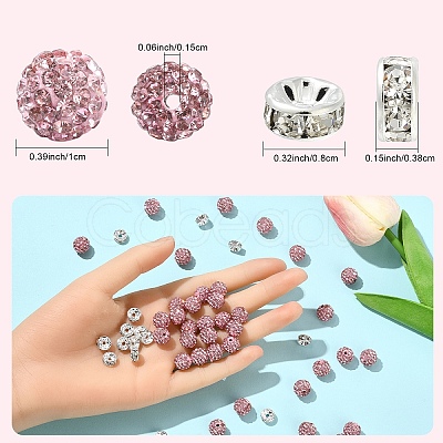 100Pcs Pave Disco Ball Beads RB-YW0001-30A-1