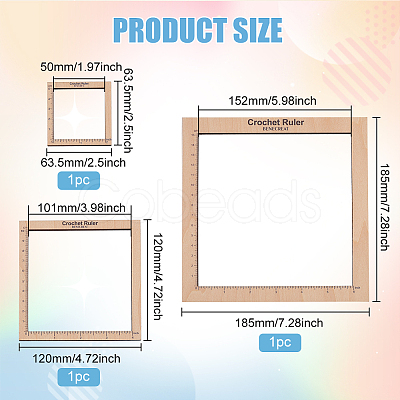 Wooden Square Frame Crochet Ruler DIY-WH0033-89-1