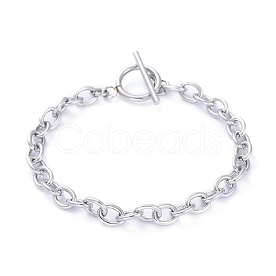 Tarnish Resistant Unisex 304 Stainless Steel Cable Chain Bracelets X-BJEW-P245-39P-1