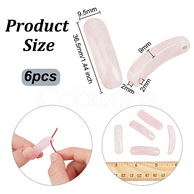 6Pcs Natural Rose Quartz Connector Charms G-OC0005-91C-1
