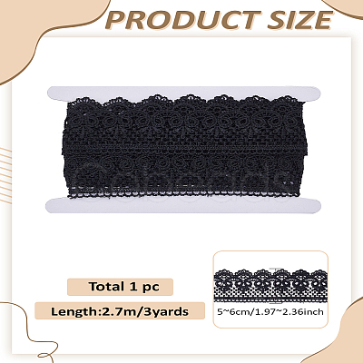 3 Yards Polyester Flower Lace Trim OCOR-LP0002-30A-1