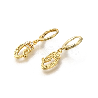 Brass Clear Cubic Zirconia Hoop Earrings EJEW-M045-01V-1