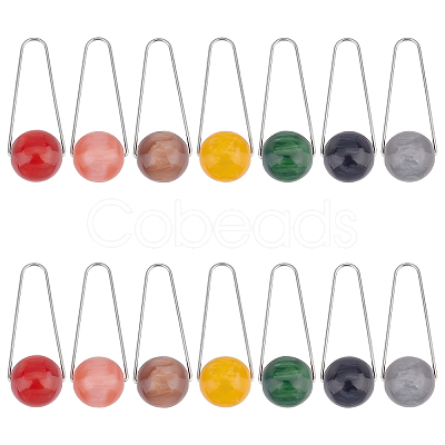 14Pcs 7 Colors Imitation Gemstone Style Two Tone Acrylic Big Pendants STAS-UN0037-69-1