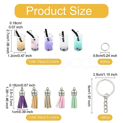 DIY Iron & Glass Bottle with Faux Suede Tassel Pendant Keychain Making Kits DIY-YW0009-99-1