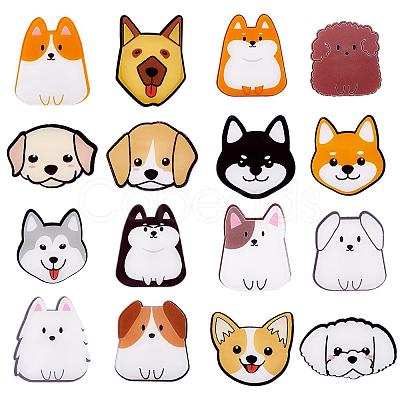 16 Pieces Acrylic Dog Brooch Pins Set JBR112A-1