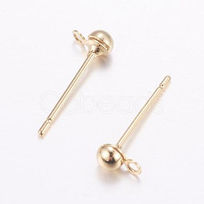 Brass Stud Earring Findings KK-F714-05G-1