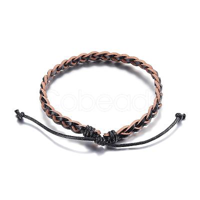 Adjustable Braided Leather Cord Bracelets BJEW-P099-21B-1