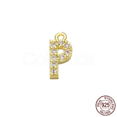 Real 18K Gold Plated 925 Sterling Silver Micro Pave Clear Cubic Zirconia Charms STER-P054-10G-P-1