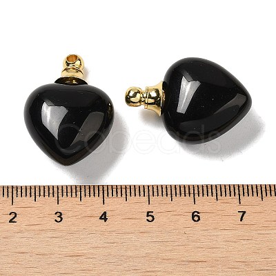 Natural Obsidian Perfume Bottle Pendants G-Z039-03G-04-1