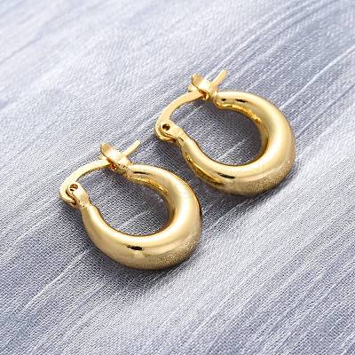 Chunky Huggie Hoop Earrings for Women EJEW-A064-11G-RS-1