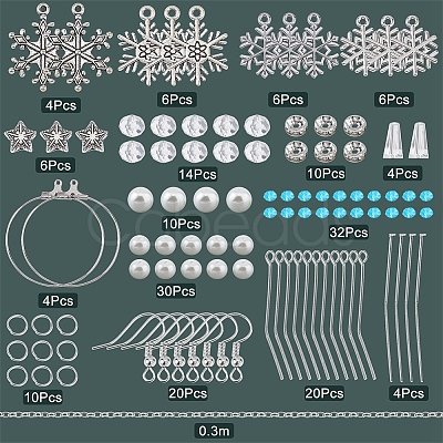 DIY Christmas Snowflake Dangle Earring Making Kits DIY-SC0019-34-1