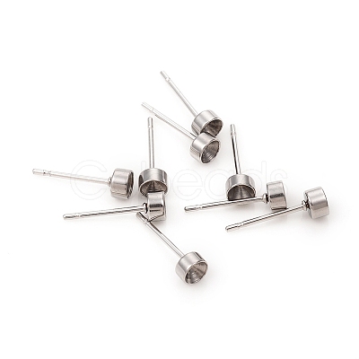 Non-Tarnish 304 Stainless Steel Stud Earring Settings STAS-L244-48B-P-1