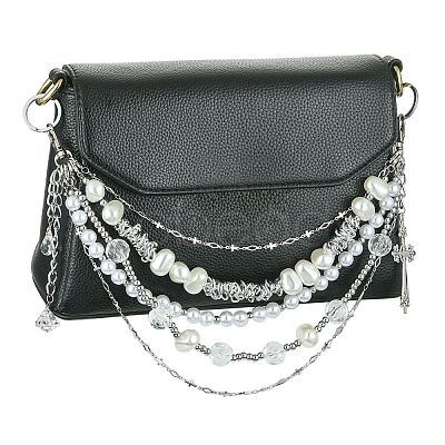 Retro Style Multilayer Acrylic & 304 Stainless Steel Beaded Purse Chains AJEW-FZ00007-1
