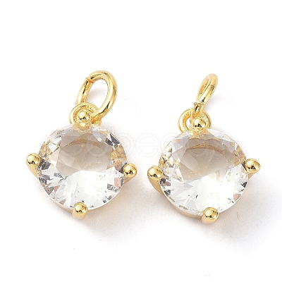 Brass Cubic Zirconia Charms X-ZIRC-C022-05G-1