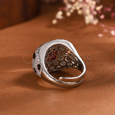 Brass Micro Pave Cubic Zirconia Finger Rings for Women FS-WGAB9AD-01-1