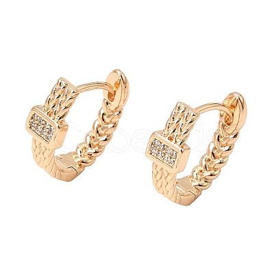 Brass Micro Pave Cubic Zirconia Hoop Earrings KK-CBAD29A-02G-1