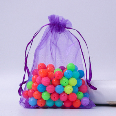 Rectangle Organza Drawstring Bags CON-PW0001-054C-19-1