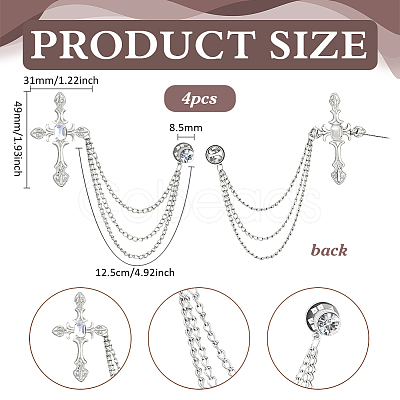 Cross Alloy Rhinestone Lapel Pin Backs JEWB-WH0051-057P-1