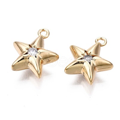 Brass Micro Pave Clear Cubic Zirconia Charms KK-Q764-005-1