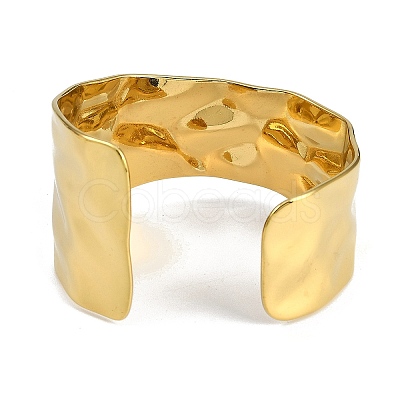 304 Stainless Steel Textured Cuff Bangles for Women BJEW-Z077-02G-1