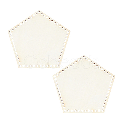 2Pcs Pentagon Wooden Basket Bottoms WOOD-PH0001-84-1