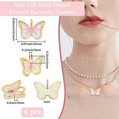 6Pcs Brass Enamel Pendants KK-BBC0021-65A-1