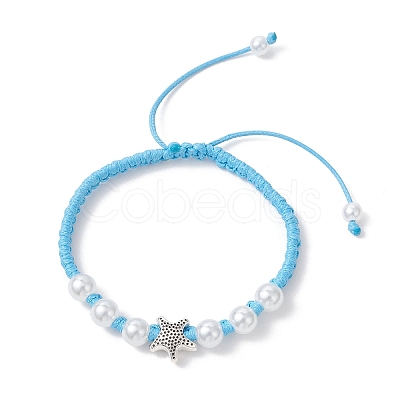 ABS Plastic Imitation Pearl Beads Braided Bead Bracelets for Women BJEW-JB13064-1