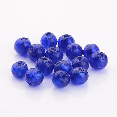 Handmade Silver Foil Glass Beads FOIL-R054-12mm-11-1