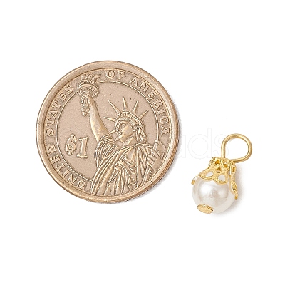 Round Imitation Pearl Acrylic  Pendants PALLOY-JF04002-01-1
