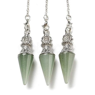 Natural Green Aventurine Pointed Dowsing Pendulums AJEW-P113-01P-05-1
